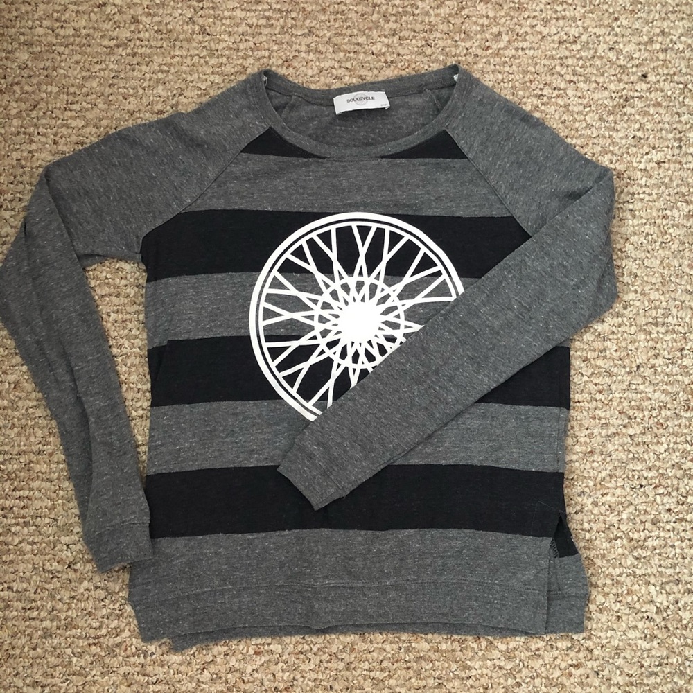 Soulcycle striped wheel pullover sweater